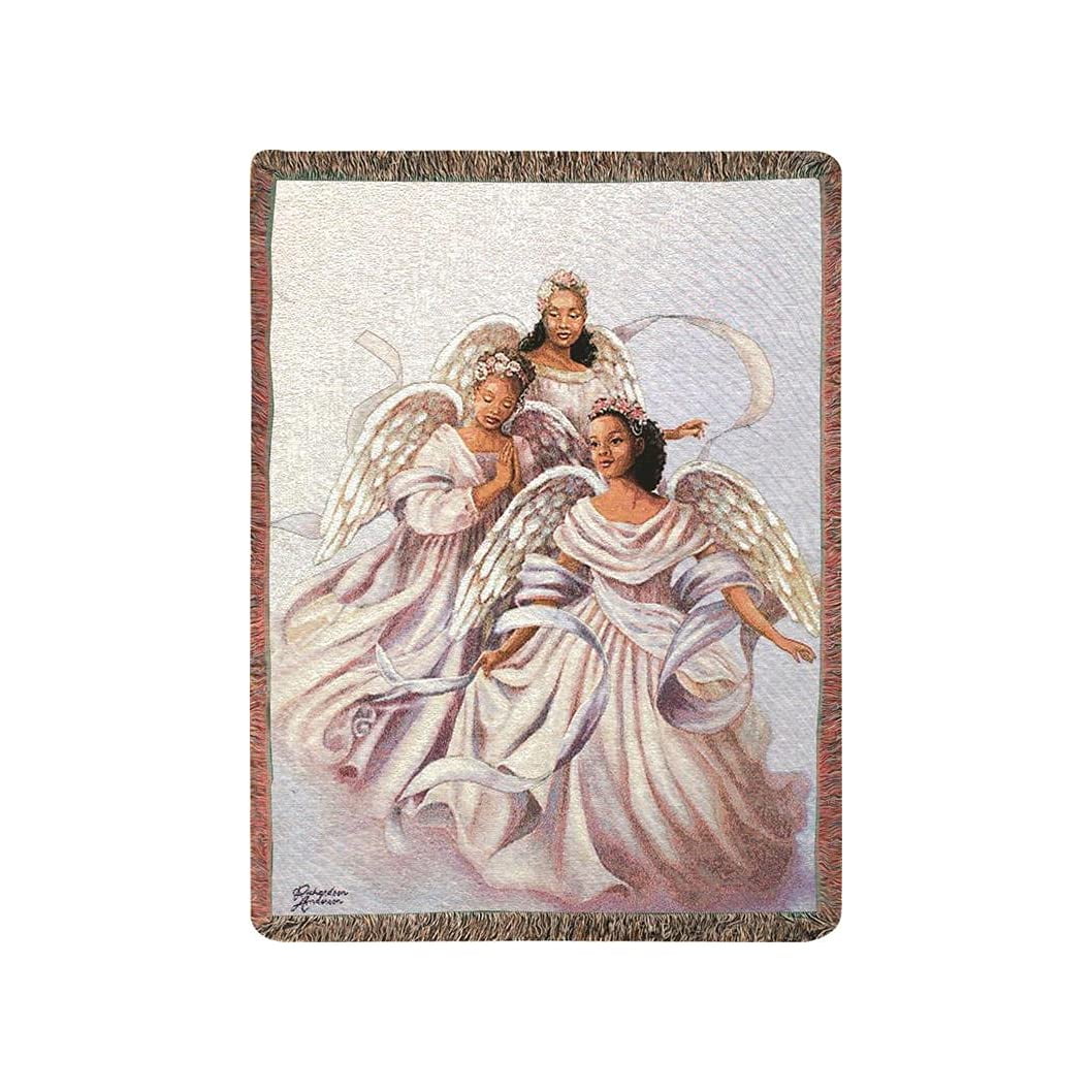 Manual Woodworkers & Weavers Inspirational Collection Tapestry Throw, Angelic Trio, 50 by 60 - Inch - AT TEN Distribution