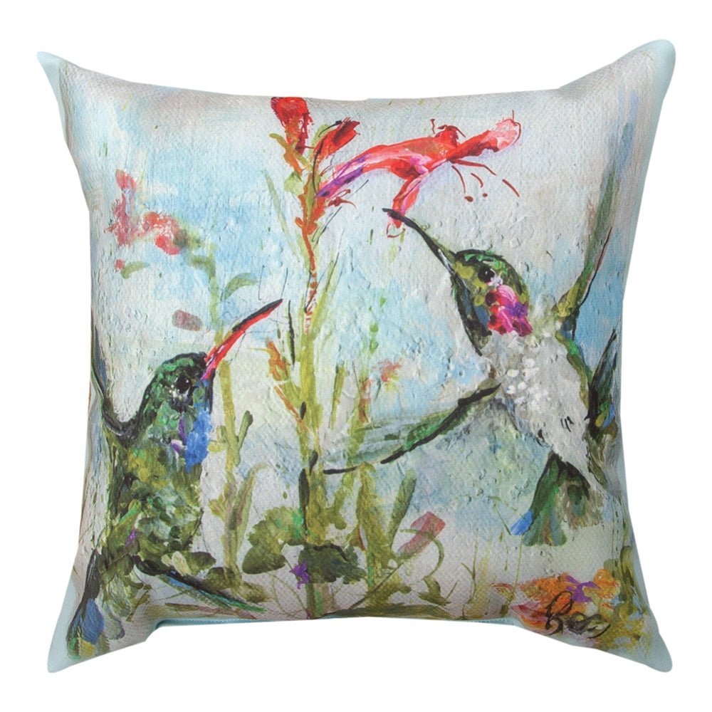 Manual Woodworkers & Weavers SL2HMB 18 x 18 in. 100 HR Two Hummingbirds RP Pillow - AT TEN Distribution