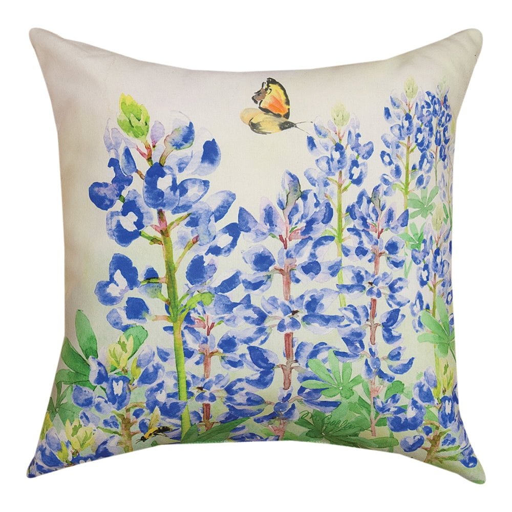 Manual Woodworkers & Weavers SLBLBM 18 in. Bluebonets in Bloom Word Pillow - AT TEN Distribution