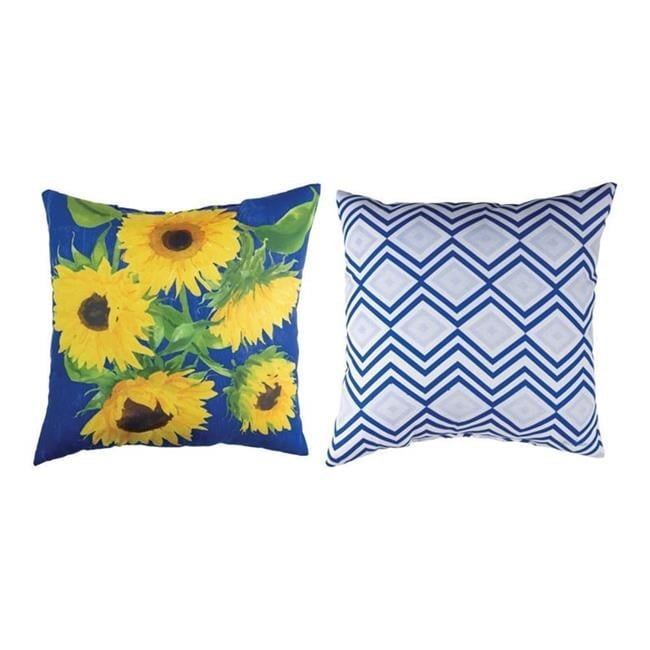 Manual Woodworkers & Weavers SLZSB 18 x 18 in. Zig Zag Sunflowers Climaweave Pillow, Multi Color - AT TEN Distribution