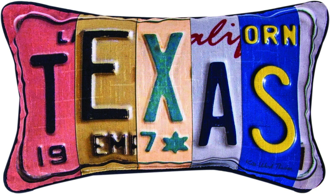 Manual Woodworkers & Weavers Vanity Plates Throw Pillow, Texas, 14.5 x 9 - AT TEN Distribution
