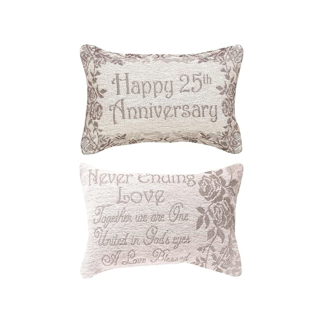 Manual Woodworkers & Weavers Word Throw Pillow, 25th Wedding Anniversary, 12.5 x 8.5 - AT TEN Distribution