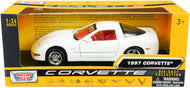 Motormax Toy 1997 Chevy Corvette C5 Coupe White with Red Interior History of Corvette Series 1/24 Diecast Model Car by Motormax 73210 - AT TEN Distribution