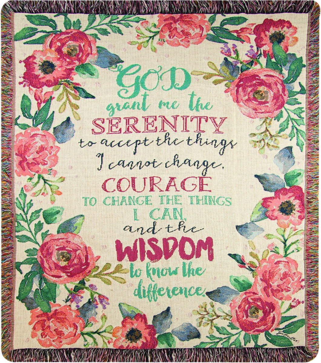 MW Serenity Prayer Floral Mou50X60 Tapestry estry Throw 50X60 - AT TEN Distribution