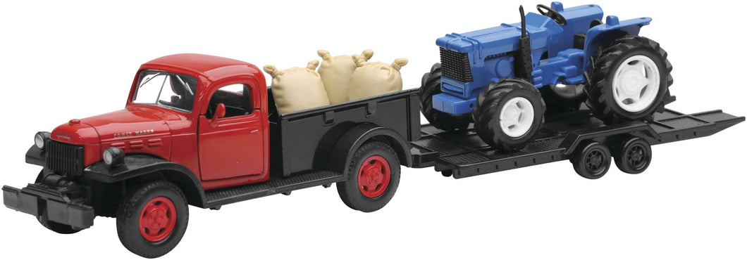 New - Ray Toys SS - 54296B 1 - 32 1946 Dodge Power Wagon with Farm Tractor - AT TEN Distribution