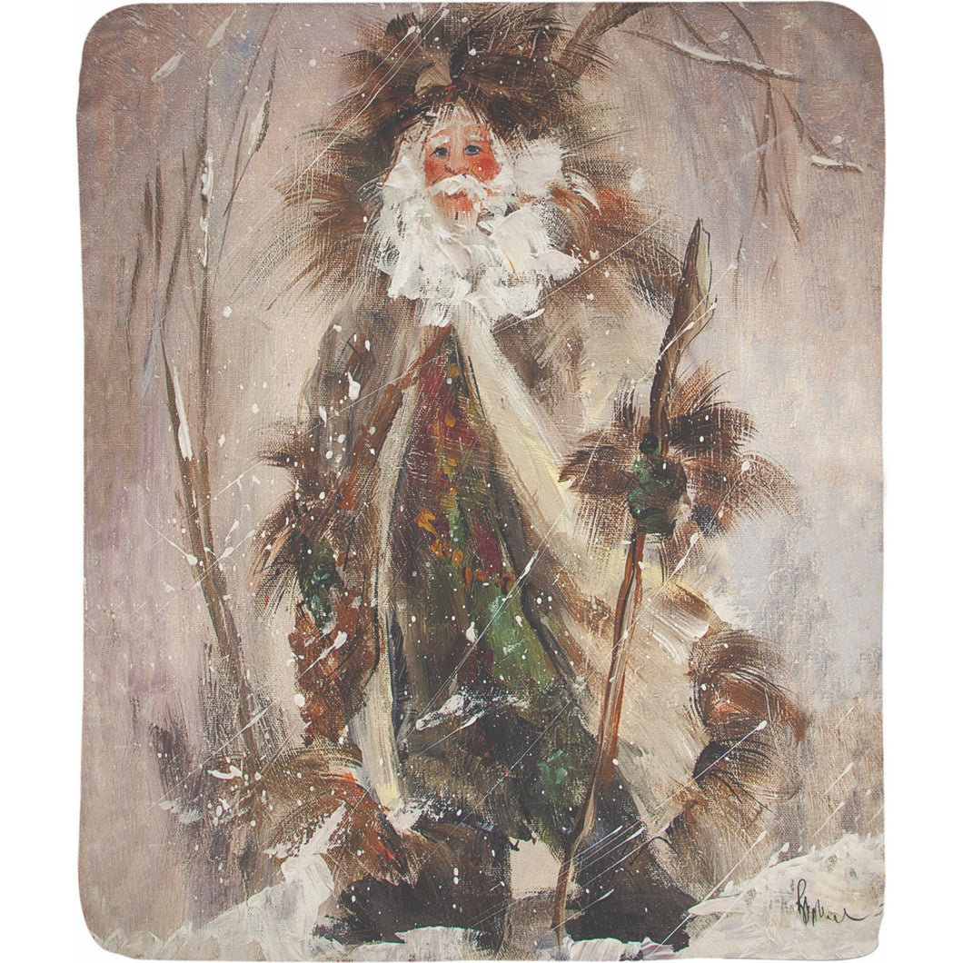 Northwoods Santa Art Style Polyester Dye Throw Blanket 50” x 60” - AT TEN Distribution