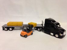 Load image into Gallery viewer, Peterbilt 387 Flatbed w/Forklift &amp; Hay Bale Diecast 1:43 Replica,New Ray Toy SS - 15123J - AT TEN Distribution
