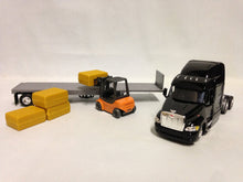 Load image into Gallery viewer, Peterbilt 387 Flatbed w/Forklift &amp; Hay Bale Diecast 1:43 Replica,New Ray Toy SS - 15123J - AT TEN Distribution
