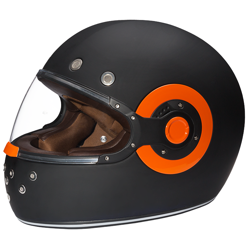 D.O.T. DAYTONA RETRO- DULL BLACK W/ ORANGE ACCENTS- M