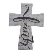 Religious Faith Cross With Easel Ceramic Wood Look Plank Icinfa - AT TEN Distribution