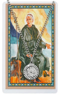 Saint Peregrine 3/4 - inch Pewter Medal Pendant Necklace with Holy Prayer Card - AT TEN Distribution