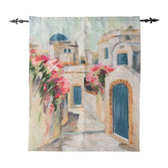 Santorini Street Woven Tapestry | Greek Wall Decor | 35x42 - AT TEN Distribution