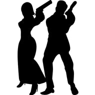 SP12464 Secret Agent Spy Couple Guns Pistols Silhouette Cardboard Cutout Standee Standup - AT TEN Distribution