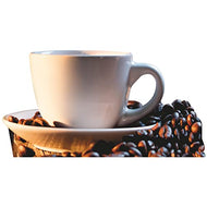 SP12716 21inTall Cup Coffee Beans Rustic Wood Cardboard Cutout Standup Standee - AT TEN Distribution