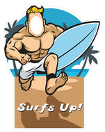 SS11060 Beach Surfer Muscle Man Stand - in Cardboard Cutout Standee Standup - AT TEN Distribution