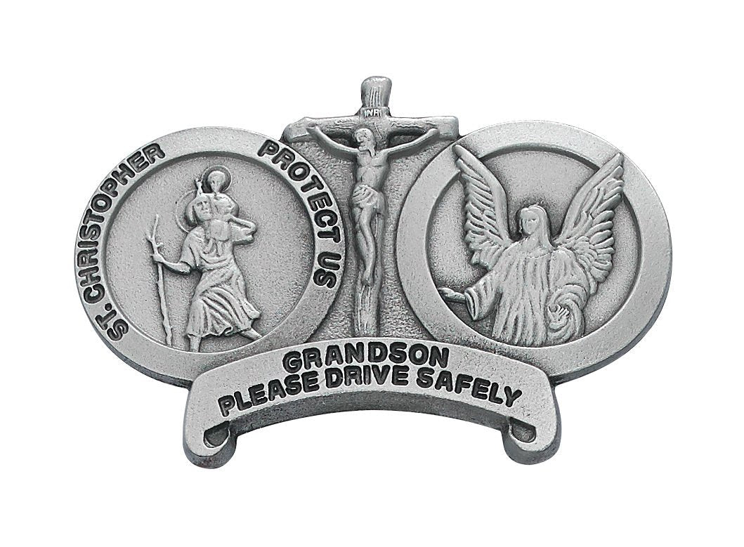 St Christopher Medal Pendant Grandson Visor Clip Visor Clips - AT TEN Distribution
