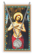 St Sebastian Prayer Card With Medal Christian Pendant Charm Patron Saint Catholic - AT TEN Distribution