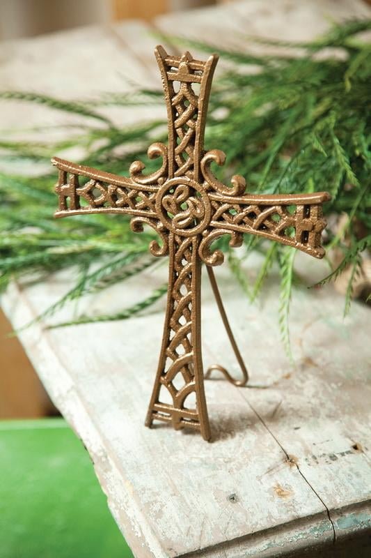 Stand On The Solid Rock Cast Iron Cross W/Easel S/2 Med - AT TEN Distribution