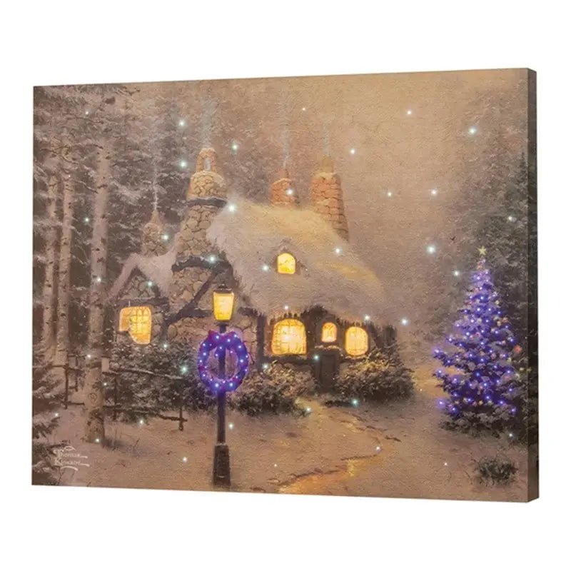Stonehearth Hutch Lighted Winter Scene Canvas Art | 20x16 - AT TEN Distribution