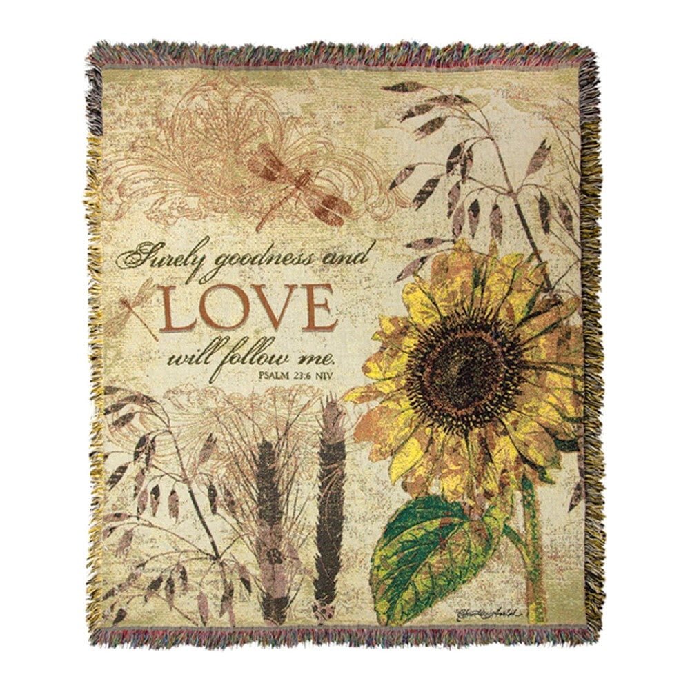 Surely Goodness And Love Cotton Yarn Tapestry Throw With Multi ATSGAL - AT TEN Distribution