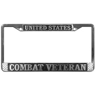 TAG FRAMES (MILITARY) United States Combat Veteran License Plate Frame (Chrome Metal) - AT TEN Distribution
