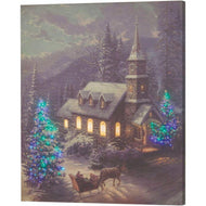 Thomas Kinkade Christmas Sleigh Ride Lighted Fiber Optic Wall Art - AT TEN Distribution