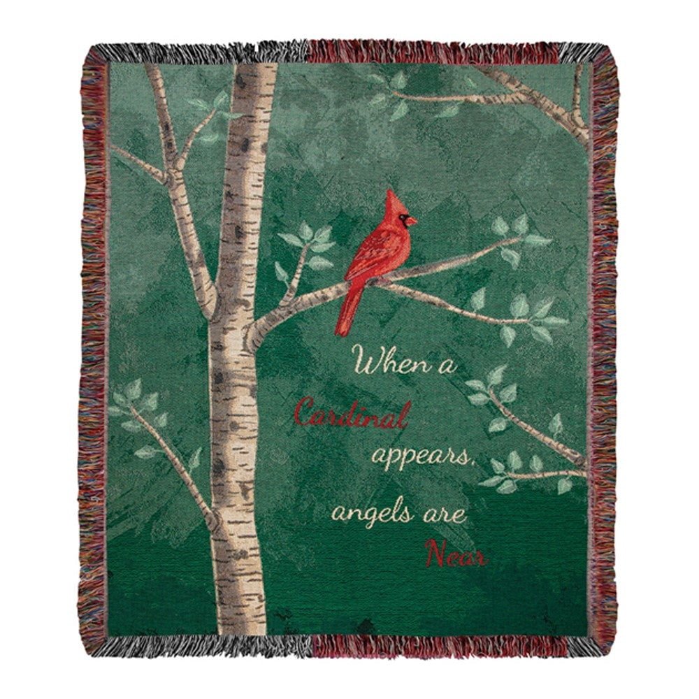 Wind & Weather 100% Cotton USA - Made Cardinals Tapestry Throw Blanket with Message - AT TEN Distribution