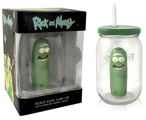 SDCC Rick and Morty Pickle Rick - Pickle Jar Glass Mason Jar Exclusive