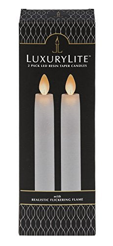 Ganz Remote Ready, Blow-Out Feature White 1 x 8.5 Resin LED Taper Candles, Set of 2