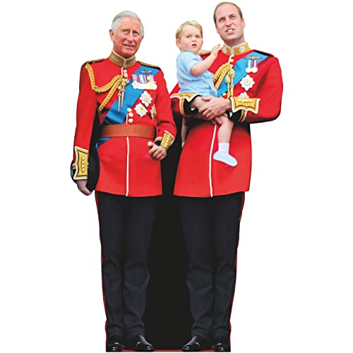 H10527 Prince King Charles and William and Son Cardboard Cutout Standee Standup