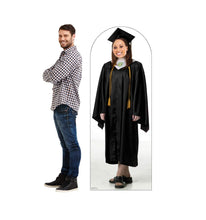 Load image into Gallery viewer, Advanced Graphics Female Graduate Black Cap &amp; Gown Stand - in Life Size Cardboard Cutout Standup - AT TEN Distribution
