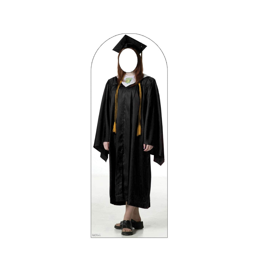 Advanced Graphics Female Graduate Black Cap & Gown Stand - in Life Size Cardboard Cutout Standup - AT TEN Distribution