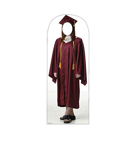 Advanced Graphics Female Graduate Red Cap & Gown Stand - in Life Size Cardboard Cutout Standup - AT TEN Distribution