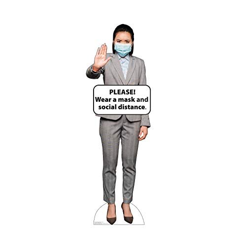 Advanced Graphics Social Distance Mask Standee Female Life Size Cardboard Cutout Standup - AT TEN Distribution