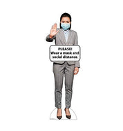 Advanced Graphics Social Distance Mask Standee Female Life Size Cardboard Cutout Standup - AT TEN Distribution