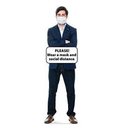 Advanced Graphics Social Distance Mask Standee Male Life Size Cardboard Cutout Standup - AT TEN Distribution