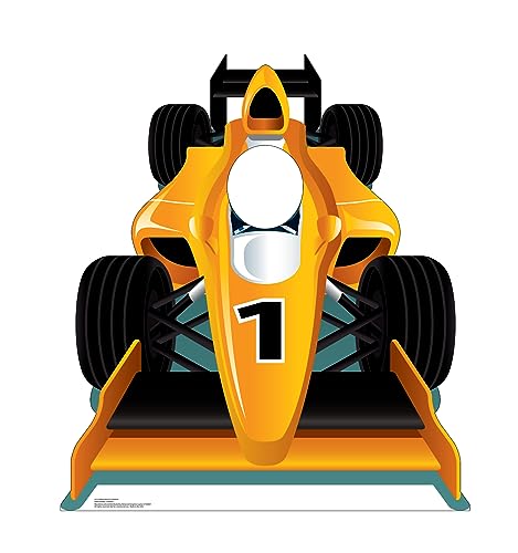 Advanced Graphics Yellow Race Car Stand - in Life Size Cardboard Cutout Standup - AT TEN Distribution